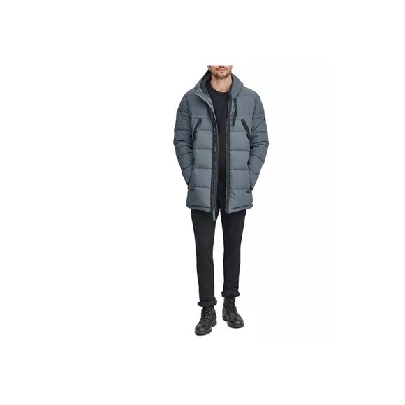 Andrew Marc Men's Mid Length Hooded Down Jacket - Picture 8 of 12